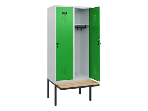 locker met bank,HxBxD 1950x800x815mm,2vak,vak B 400mm,draaigrendel