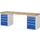 werkbank,HxBxD 890x2500x700mm,beukblad,draagverm. 750kg,2containers