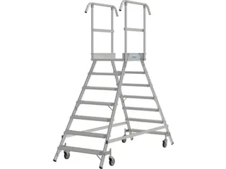 bordestrap,verrijdbaar,bordes H 1,7m,2x7treden,aluminium,4zwenkwielen - 3