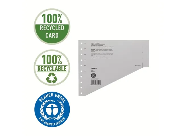 Scheidingsbladen Leitz A4 karton 200gr 11-gaats grijs