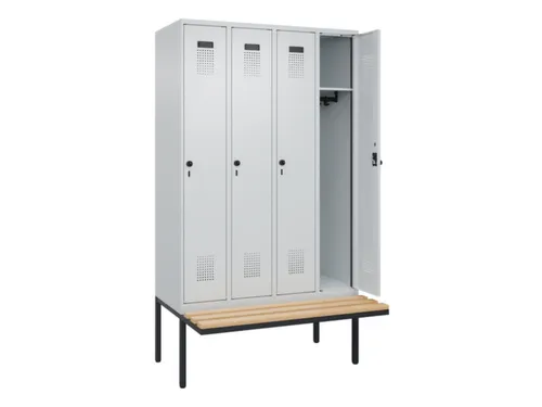 locker met bank,HxBxD 2120x1200x815mm,4vak,vak B 300mm,draaigrendel