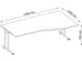 bureau in vrije vorm,HxBxD 740x1800x800/1000mm,blad eiken