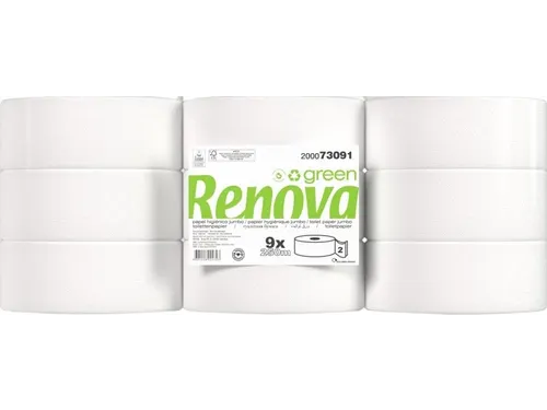 Renova Green toiletpapier Jumbo 2-laags 250m pak van 9 rollen