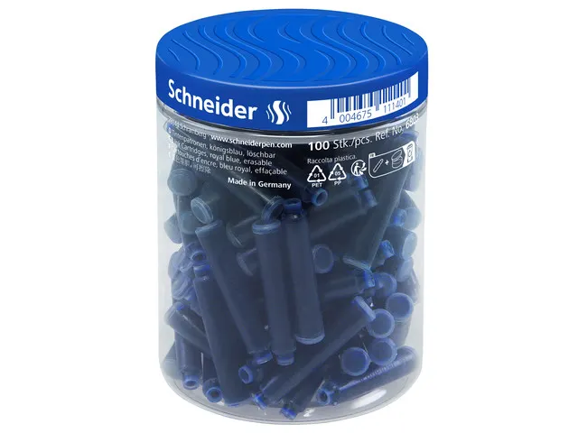 Inktpatronen Schneider container à 100 stuks koningsblauw
