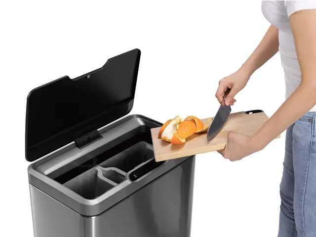 Afvalbak EKO Mirage Sensor 20+20 Liter mat RVS