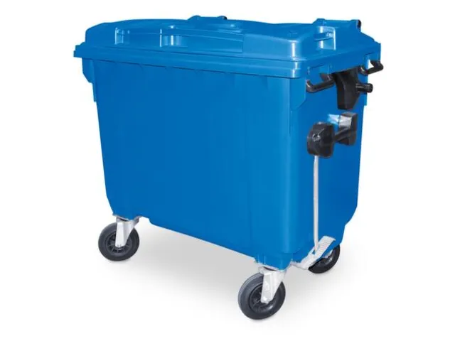 Vuilcontainers,660l,romp HDPE blauw,HxBxD 1165x1265x775mm,4zwenkwielen