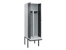 PBM-locker met bank,HxBxD 2120x600x815mm,2vak,vak B 300mm,draaigrendel
