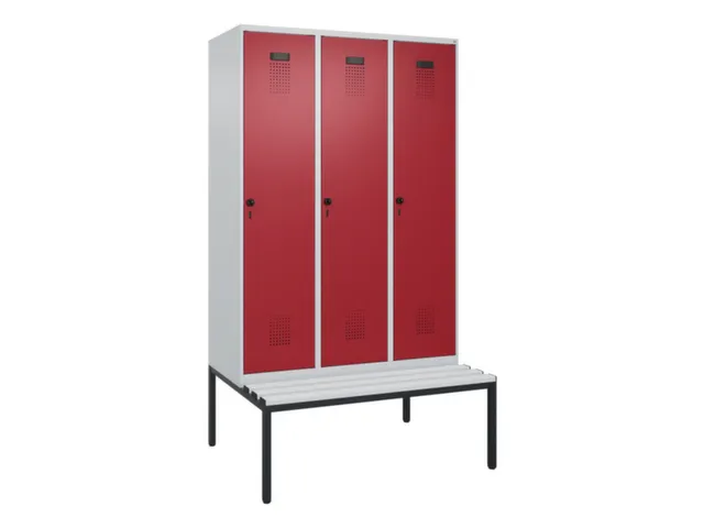 locker met bank,voor scheiding van kleding,HxBxD 2120x1200x815mm,3vak