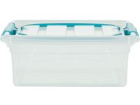 Carry Box opbergdoos 5 liter, transparant met blauwe handvat