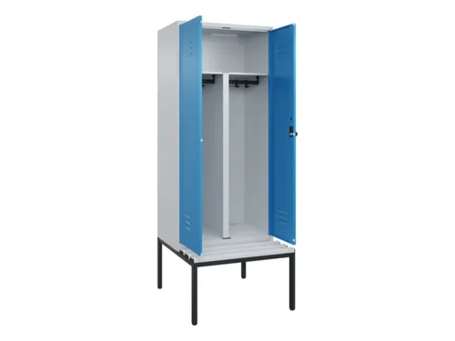 PBM-locker met bank,HxBxD 2120x800x815mm,2vak,vak B 400mm,draaigrendel