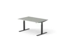 Elektrisch ihv bureau HxBxD 640-1300x1400x900mm blad grijs, voet zwart