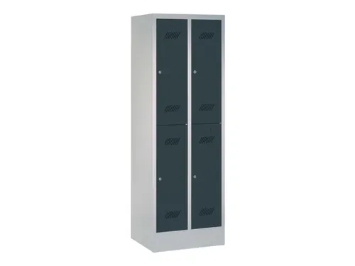 dubbeldekse locker,HxBxD 1850x600x500mm,2x2vak.,RAL7035,front RAL7016