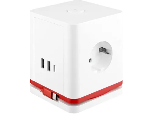IOIO Stekkerdoos Kubus SW1000 3-voudig + 3x USB Wit