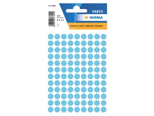 HERMA 1843 Multipurpose etiketten Rond 8mm Blauw 540 stuks