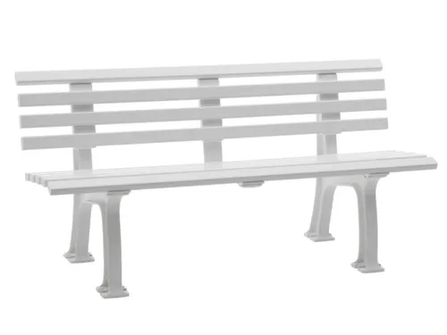 Kunststofbank 740x1500x380mm Zit H 440mm 9 Latten 2 Pootstellen Wit
