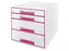 Ladenblok Leitz WOW Cube 4 laden wit/roze
