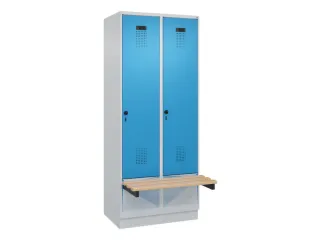 locker met bank,HxBxD 1950x800x815mm,2vak,vak B 400mm,draaigrendel - 2