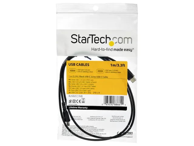 USB 2.0 naar USB-C kabel 1 Meter Zwart