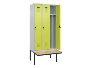 locker met bank,voor scheiding van kleding,HxBxD 2120x900x815mm,3vak - 1