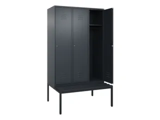 locker met bank,HxBxD 2120x1200x815mm,3vak,vak B 400mm,cil.-slot - 2