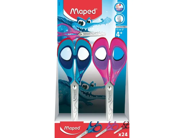 Schaar Maped Essentials Soft 13cm display à 24 stuks assorti