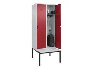 locker met bank,HxBxD 2120x800x815mm,2vak,vak B 400mm,draaigrendel - 3