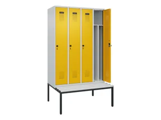 locker met bank,voor scheiding van kleding,HxBxD 2120x1200x815mm,4vak - 1