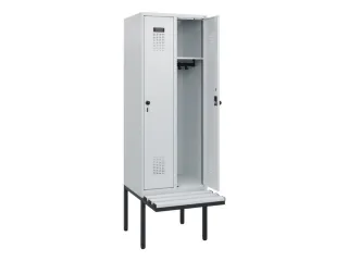 locker met bank,HxBxD 1950x600x815mm,2vak,vak B 300mm,draaigrendel - 1