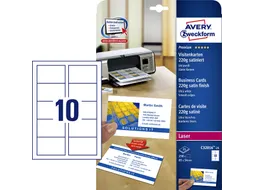 Visitekaart Avery C32016-25 85x54mm zijdeglans mat 220gr 250 stuks
