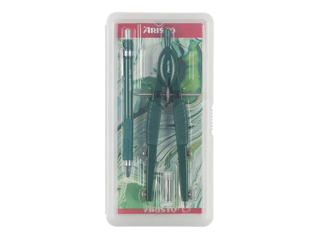 Set de compas Aristo avec porte-mine Topline Mystic green