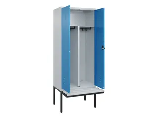 PBM-locker met bank,HxBxD 2120x800x815mm,2vak,vak B 400mm,draaigrendel - 2