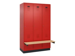locker met bank,HxBxD 1950x1200x815mm,3vak,vak B 400mm,cilinderslot - 2