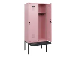 locker met bank,HxBxD 1950x800x815mm,2vak,vak B 400mm,draaigrendel