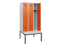 locker met bank,HxBxD 1950x900x815mm,3vak,vak B 300mm,cilinderslot