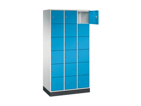 lockerkast,RAL 7035/RAL 5012,HxBxD 1950x920x500mm,3x6vakken,cil.-slot