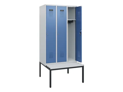 locker met bank,HxBxD 1950x900x815mm,3vak,vak B 300mm,cilinderslot