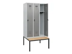 locker met bank,HxBxD 1950x900x815mm,3vak,vak B 300mm,draaigrendel