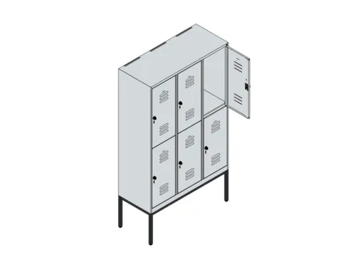 dubbeldekse locker,HxBxD 2120x1200x500mm,3x2vak.,vak B 400mm