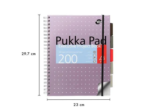 Carnet de projet spirales Pukka Pad Metallic Executive A4 quadrille 3