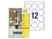 Etiket Avery L3416-10 rond 60mm wit 120stuks