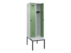 locker met bank,HxBxD 2120x600x815mm,2vak,vak B 300mm,draaigrendel
