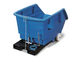 PE-kiepbak,HxLxB 660x1420x920mm,0,3m³,draagverm. 150kg,blauw,wielen