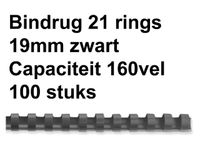 Bindrug Fellowes 19mm 21-rings A4 zwart 100stuks