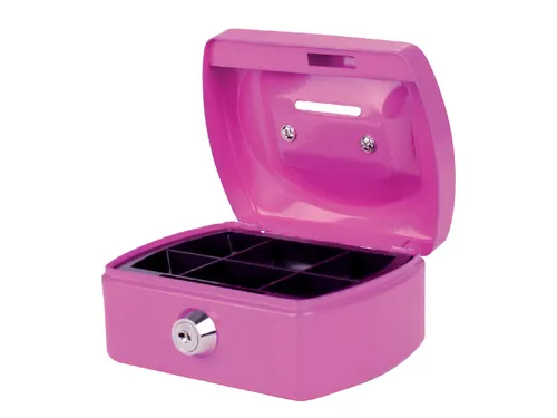Geldkist Pavo met muntgleuf 125x95x60mm roze