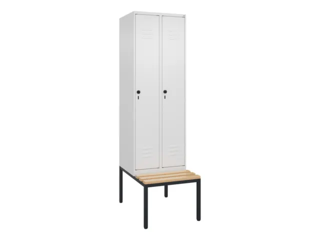 locker met bank,HxBxD 2120x600x815mm,2vak,vak B 300mm,draaigrendel