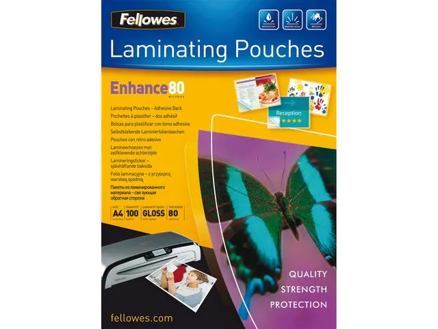 Lamineerhoes Fellowes Zelfklevend A4 80 Micron