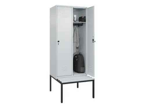 locker met bank,HxBxD 2120x800x815mm,2vak,vak B 400mm,draaigrendel
