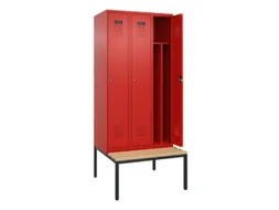 locker met bank,voor scheiding van kleding,HxBxD 2120x900x815mm,3vak