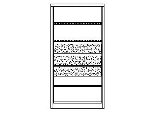 systeemkast,HxBxD 1950x1040x630mm,3xStalen bodem,RAL7035,front RAL5010