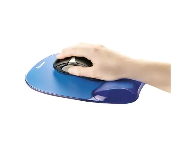 Muismat met polssteun Fellowes Crystals gel transparant blauw
